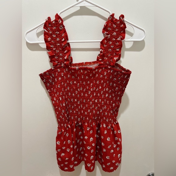 Red and White Floral Peplum Tank from Local Boutique - Picture 2 of 3